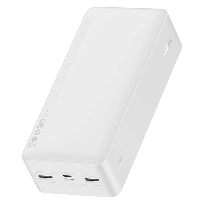 Baseus Bipow powerbank con display 30000mAh 15W blanco (Overseas Edition) + USB-A - Cable Micro USB 0.25m blanco (PPBD050202)
