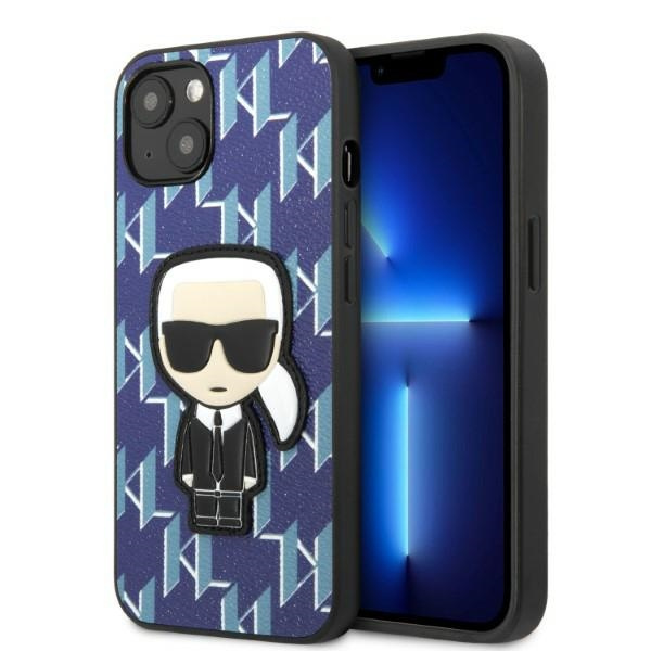 Coque Karl Lagerfeld Klhcp13spmnikbl iPhone 13 Mini 5.4" Hardcase Bleu/bleu Monogram Ikonik Patch Case