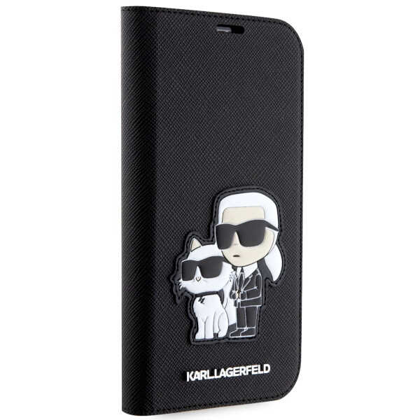 Hülle Karl Lagerfeld KLBKP14SSANKCPK iPhone 14 6.1" Buchcase schwarz/schwarz Saffiano Karl &amp; Choupette Case