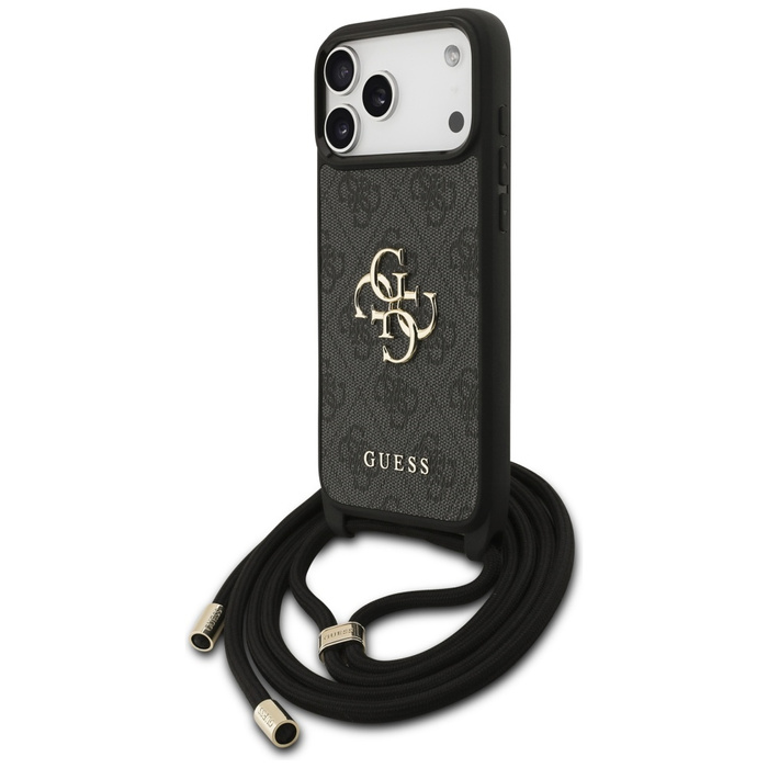 Etui Guess 4G Big Logo Cord Stap         Crossbody do iPhone 17 Pro Max czarny