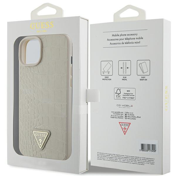 Case Guess GUHCP15SPCRTHCD iPhone 15 6.1" gold/gold hardcase Croco Triangle Metal Logo Case