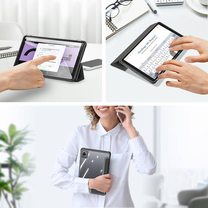 Dux Ducis Toby Armored Flip Smart Case para Realme Pad Mini con soporte para lápiz óptico negro