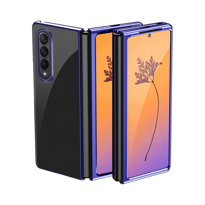 Pokovování Case obal Kryt Samsung Galaxy Z Fold 4 s kovově modrým rámečkem