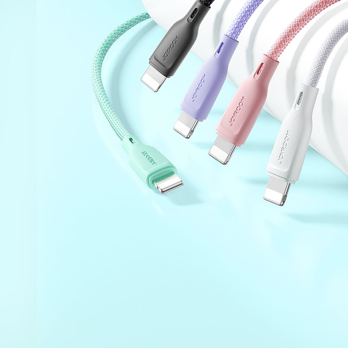 Joyroom Multi-Color Series SA34-CC3 Kabel USB-C / USB-C 60W rychlý přenos 1m – fialový