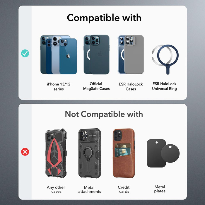 Držák Esr Halolock Magnetic MagSafe Vent Car Mount Metallic Grey