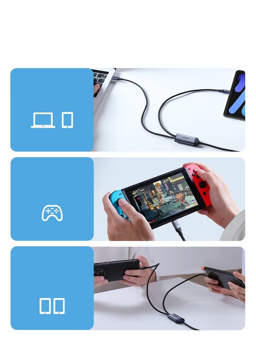 Cable 2 en 1 Joyroom speedy series SA21-1T2 USB-C - USB-C/USB-C 1,5m negro