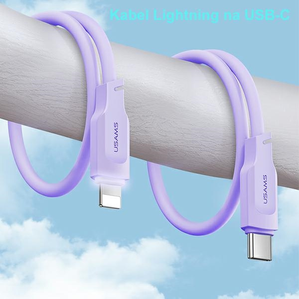 USAMS Kabel USB-C na Lightning PD Rychlé nabíjení Lithe Series 1,2 m 20W černá/černá SJ566USB01 (US-SJ566)