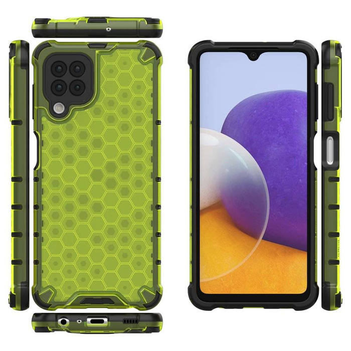 Honeycomb coque housse blindée avec cadre en gel Samsung Galaxy A22 4G vert