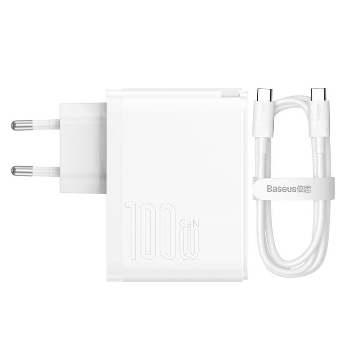 Baseus GaN5 Pro rychlá univerzální nabíječka GaN USB typu C / USB 100W PD3.0, QC4.0+, AFC bílá (CCGP090202)