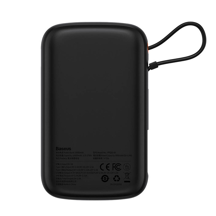 Powerbank 10000mAh 20W Baseus Qpow Pro Overseas Edition + Cavo USB C 3A - Nero