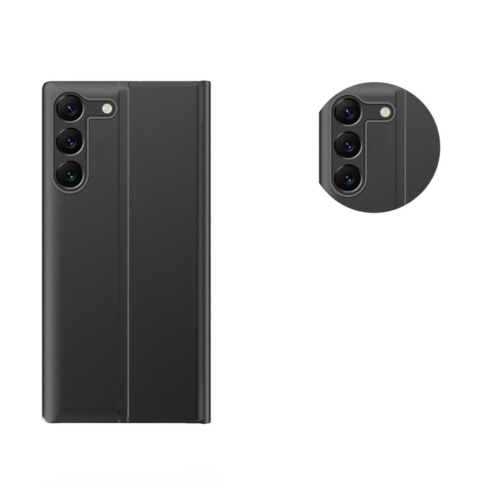 Nuova custodia Sleep View con patta per Samsung S24 - nera