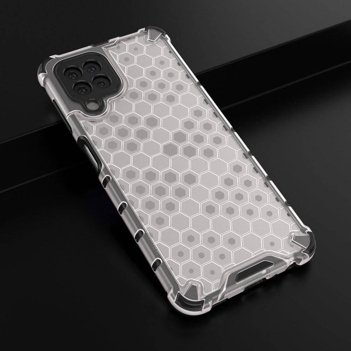 Honeycomb Case armor cover with TPU Bumper for Samsung Galaxy A22 4G transparent