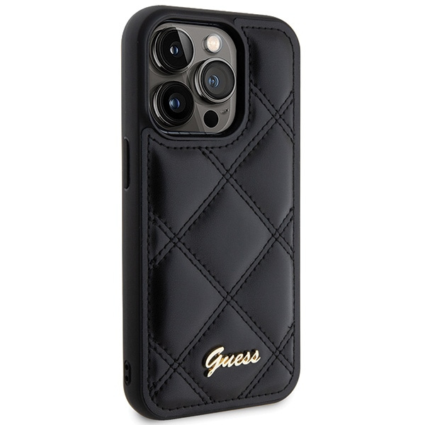 Etui Guess GUHCP15LPSQSQSK iPhone 15 Pro 6.1" czarny/black hardcase Quilted Metal Logo Case