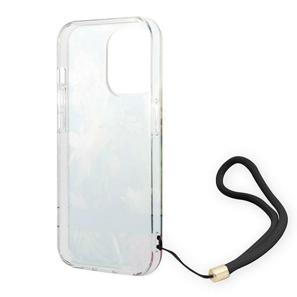 Guess GUOHCP14LHFLSB iPhone 14 Pro 6.1" blue/blue hardcase Flower Strap