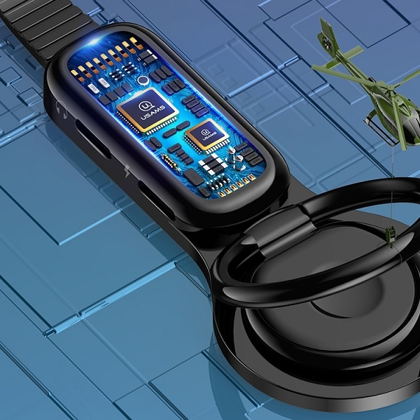 USAMS Lightning 2-in-1 Adattatore di supporto ad anello nero