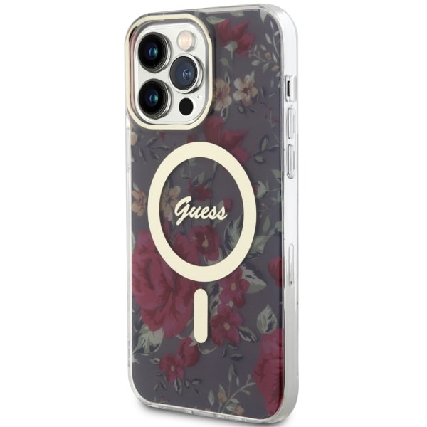 Hülle Guess GUHMP14XHCFWSA iPhone 14 Pro Max 6,7" grün/khaki hartcase Flower MagSafe Case