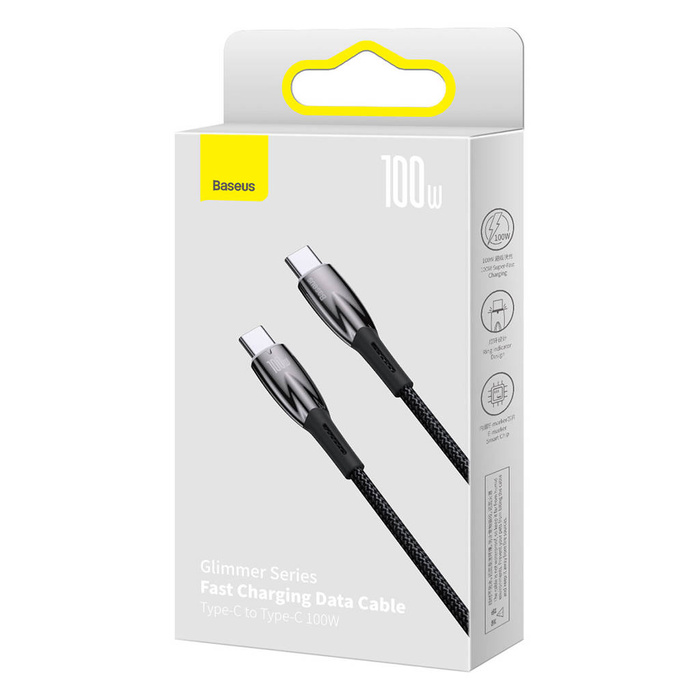 Baseus Glimmer Series cable with fast charging USB-C 480Mb/s PD 100W 2m black