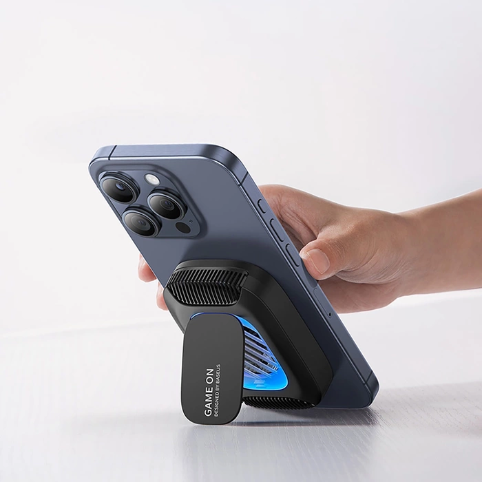 Baseus MagPro II Smartphone-Lüfter mit 15 W induktiver Aufladung und Ständer – Schwarz