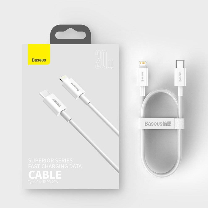 Baseus Superior Cable USB Type C - Lightning Power Delivery 20 W 1 m White (CATLYS-A02)