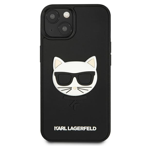 Telefontok KARL LAGERFELD Apple iPhone 13 Mini 3D gumi Choupette fekete kemény tok