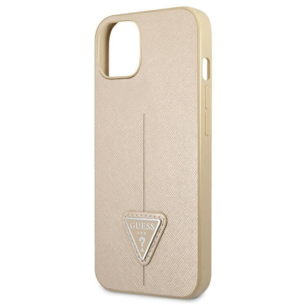 Case GUESS Apple iPhone 13 Mini Saffiano Triangle Logo Beige Hardcase