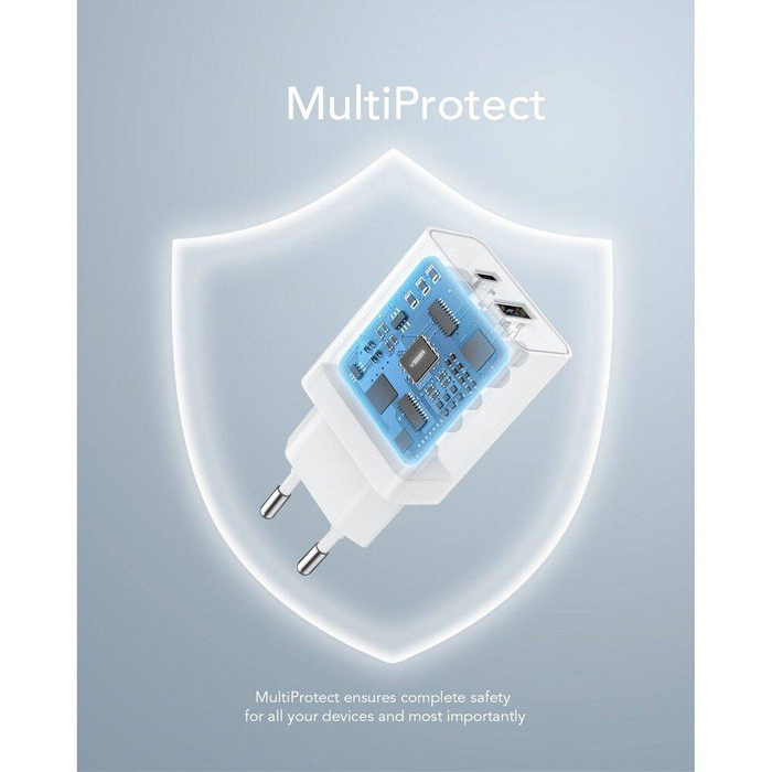 Ładowarka sieciowa do telefonu VEGER USB A + Typ C PD QC3.0 3A 30W VLS302U biała