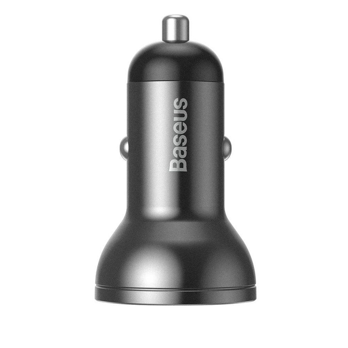 Baseus Digital Display Dual USB 4.8A Car Charger 24W + 3in1 USB - UBS Type C / micro USB / Lightning 1,2m cable black (TZCCBX-0G)