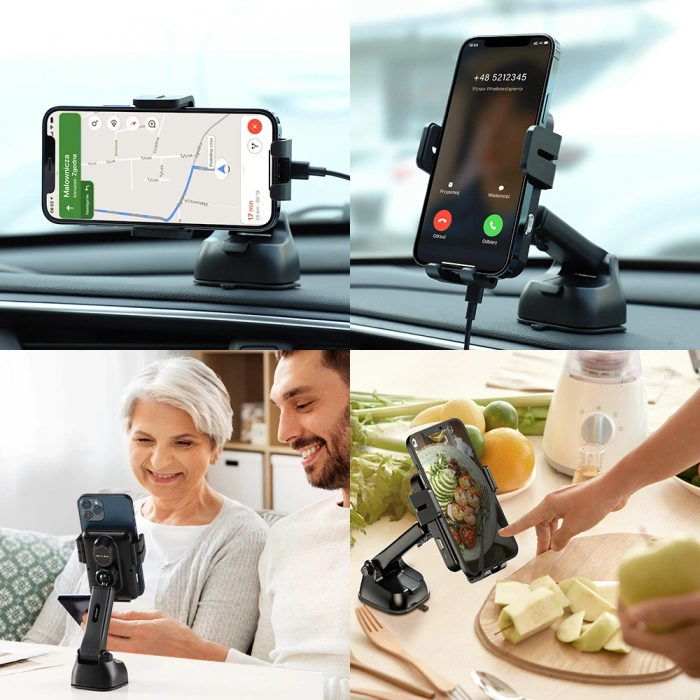 Joyroom bezprzewodowa ładowarka Qi 15W automatyczny elektryczny uchwyt samochodowy na kokpit deskę rozdzielczą / kratkę wentylacyjną czarny (JR-ZS219)