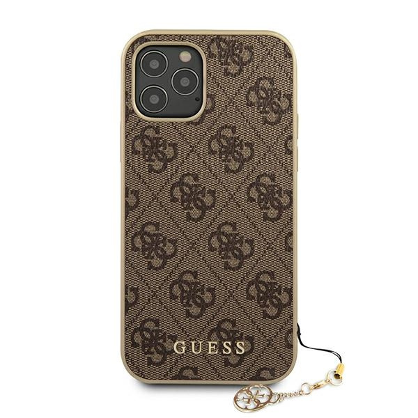 Hülle GUESS Apple iPhone 12 Pro Max 6.7 4G Charms Kollektion GUHCP12LGF4GBR Braunes Hardcase