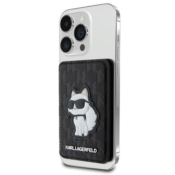 Karl Lagerfeld KLWMSPSAKHCK Wallet Card Slot Stand Saffiano Monogram Choupette MagSafe black/black