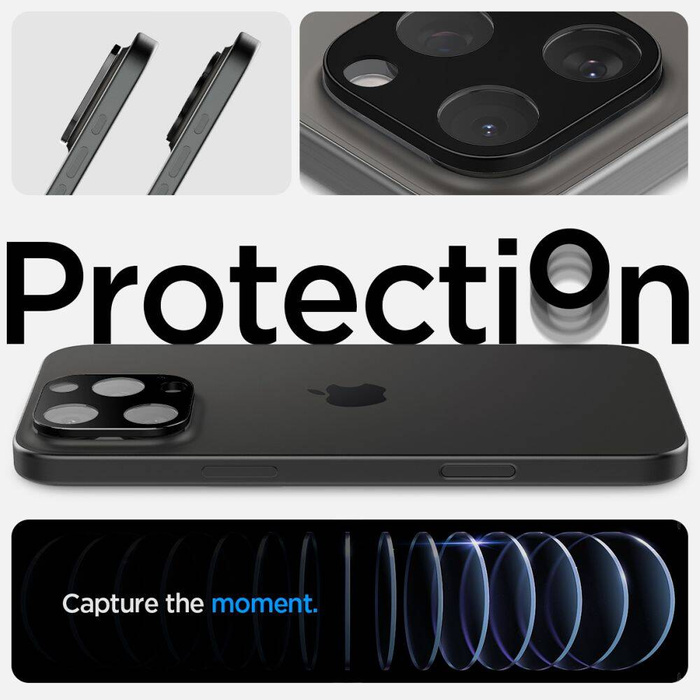 PROTEZIONE DELLA FOTOCAMERA Spigen OPTIK.TR PROTEZIONE DELLA FOTOCAMERA 2-PACK 14 Pro / 14 Pro Max  / 15 Pro / 15 Pro Max NERO