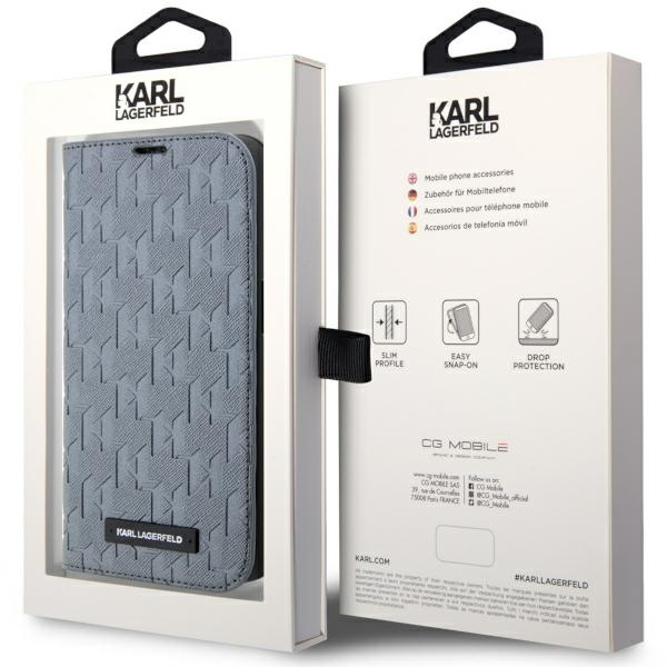 Case Karl Lagerfeld KLBKP14LSAKLHPG iPhone 14 Pro 6.1" bookcase silver/silver Saffiano Monogram Case