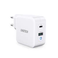 Choetech rapide chargeur GaN USB Type C PD USB-A QC3.0 65W 3.25A blanc (PD8002)