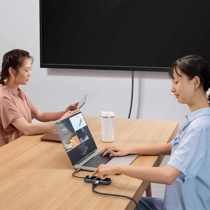 Baseus AcmeJoy HUB 4 puertos USB-C a 1xUSB-C / 4xUSB3.0 gris oscuro