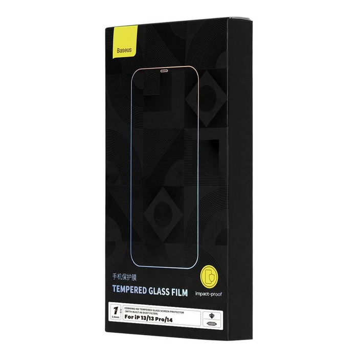 Baseus Tempered Glass for iPhone 14 / 13 Pro / 13 Full Screen with Speaker Cover 0.4mm + Mounting Kit