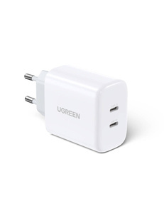 Nabíjačka sieťový adaptér UGREEN CD243, 2x USB-C, 40 W (biely)