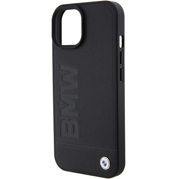 Etui BMW BMHMP15MSLLBK iPhone 15 Plus 6.7" czarny/black MagSafe Leather Hot Stamp Case