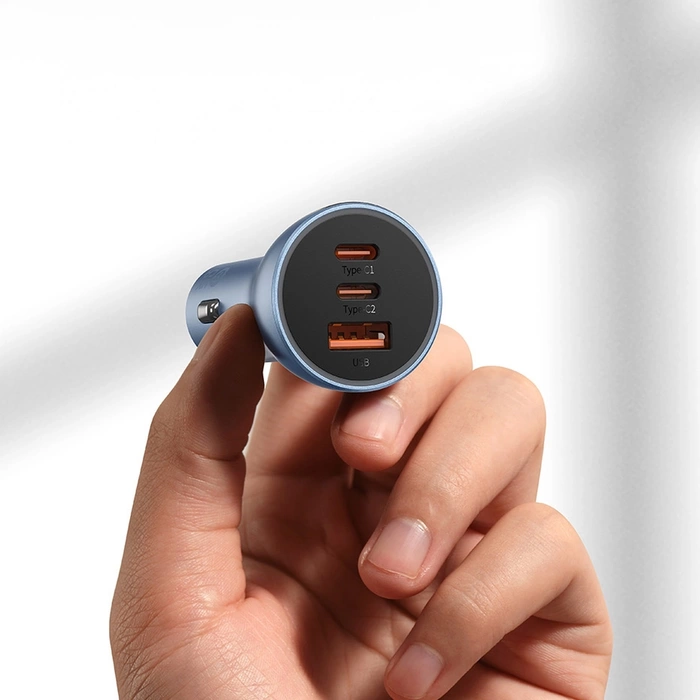 Baseus Golden Contactor Pro car charger USB-A + 2x USB-C 65W dark gray (CGJP010013)