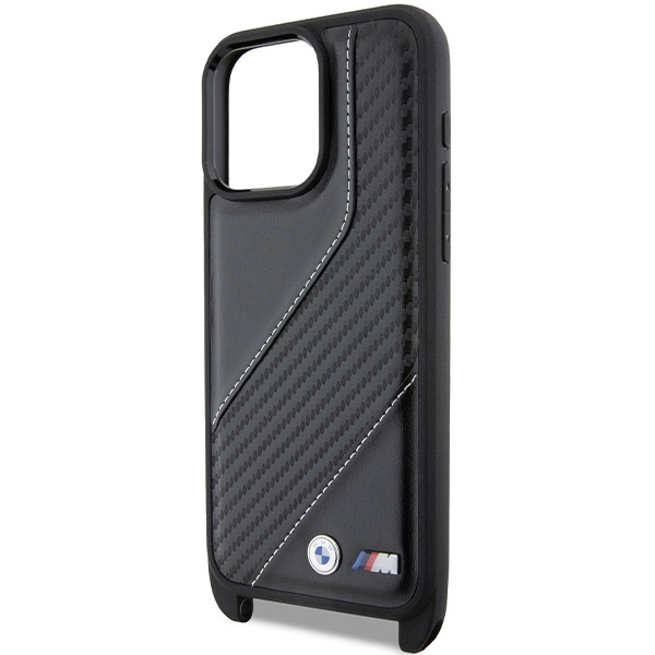 Case Bmw Bmhcp15l23pscck IPhone 15 Pro 6.1" Black/black Hardcase M Edition Carbon Stripe &amp; Strap Case
