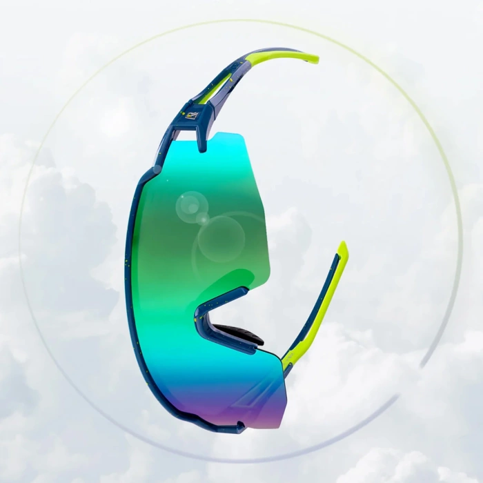 Rockbros Polarisierte Fahrradbrille mit UV-Schutz und Korrektureinsatz, blaue Gläser, Blau