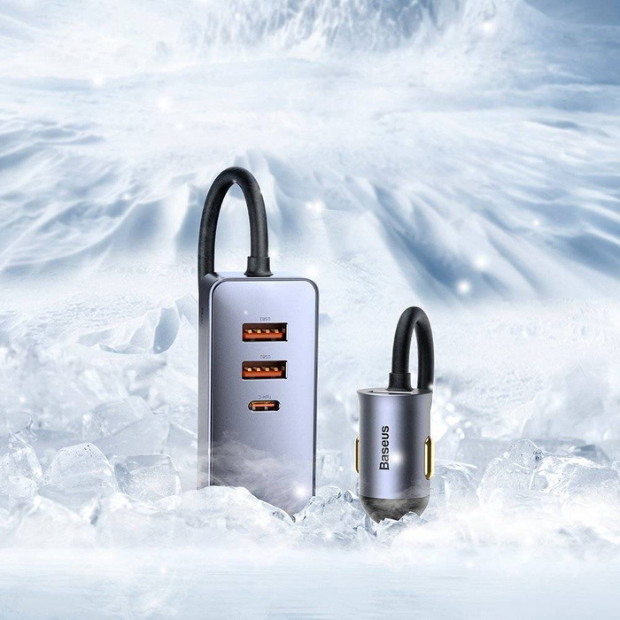 Baseus Share Together 3x USB / USB Typ C Autoladegerät 120W PPS Quick Charge Power Delivery grau (CCBT-B0G)