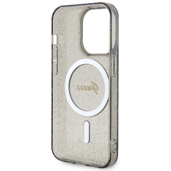 Hülle Guess GUHMP14LHCMCGK iPhone 14 Pro 6.1" schwarz/schwarz hartcase Glitter Gold MagSafe Case
