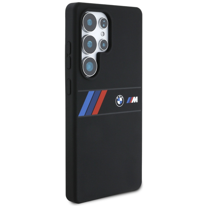 Case BMW Silicone Middle Tricolor Stripes MagSafe for Samsung Galaxy S25 Ultra black
