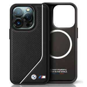 Hülle BMW iPhone 16 Pro 6.3" schwarz/schwarz hartcase M Perforated Twisted Line MagSafe