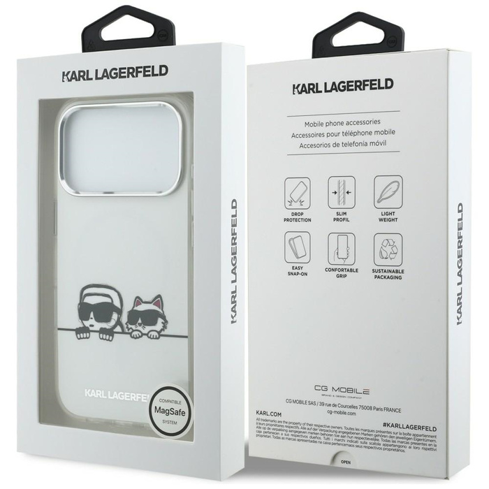 Etui Karl Lagerfeld IML Karl & Choupette Peekaboo Logo MagSafe do iPhone 17 Pro biały
