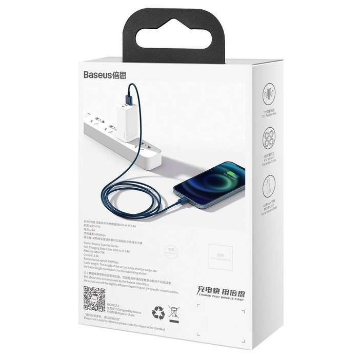 Baseus Superior Kabel USB - Lightning 2,4A 1 m Blau (CALYS-A03)