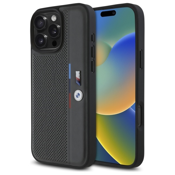 Cover BMW iPhone 16 Pro Max 6,9" antracite/antracite hardcase M Perforated Tricolor Detail Line
