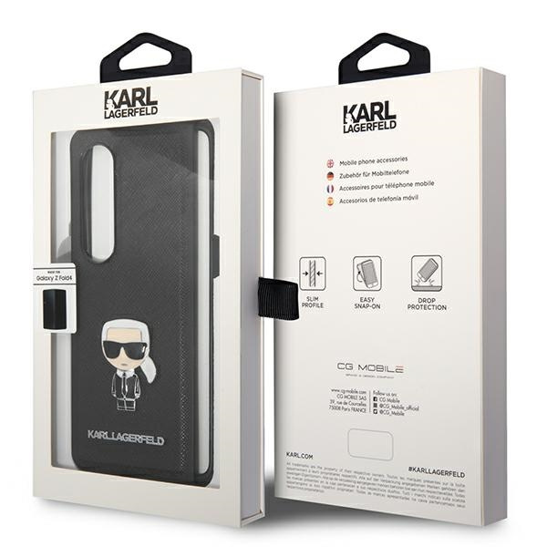 Hülle KARL LAGERFELD Samsung Galaxy Z Fold 4 Buch Saffiano Ikonik Metall Schwarz Case