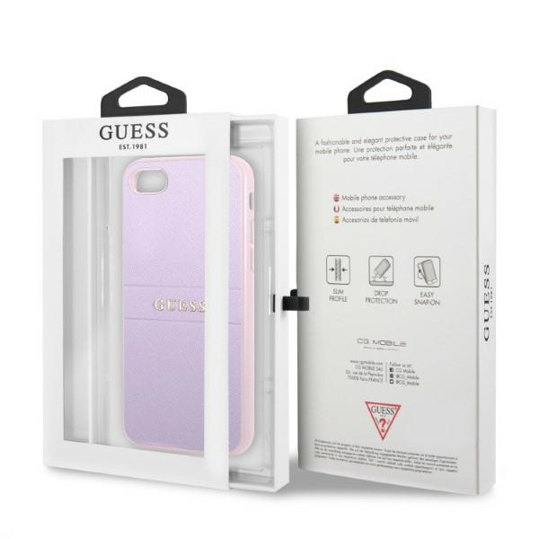 Cover Guess Guhci8psasbpu iPhone 7/8 / Se 2020 / Se 2022 Hardcase Purple/purple Saffiano Hot Stamp &amp; Metal Logo Case