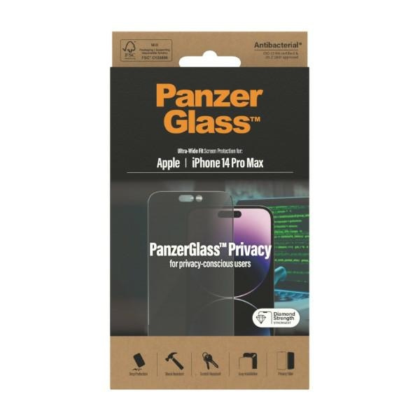 Glas PanzerGlass Ultra-Wide Fit iPhone 14 Pro Max 6.7" Privatsphäre Bildschirm Schutz Antibakteriell P2774